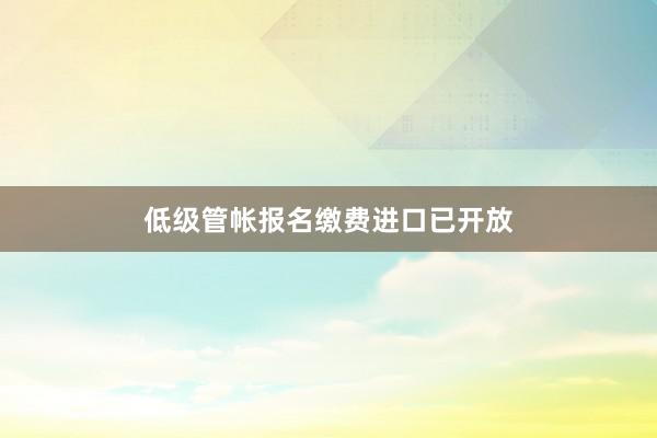 低级管帐报名缴费进口已开放